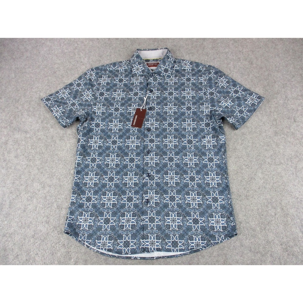 Consequence Shirt Mens Small Blue Paisley Short Sleeve Button Up Lightweight